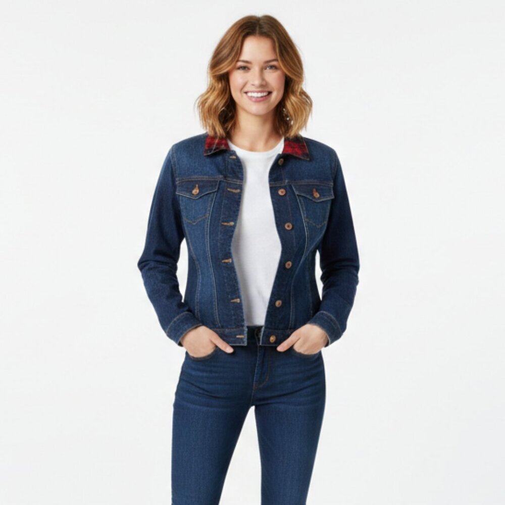 Parasuco Jeans Women’s Denim Jacket Plaid Lined Medium